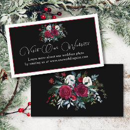 Elegant Christmas Floral Rose Holiday Wedding  Enclosure Card