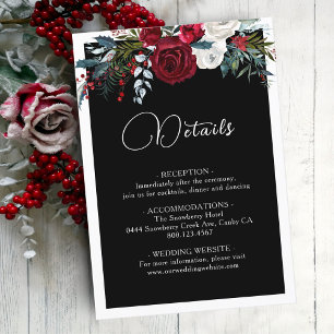 Elegant Christmas Floral Rose Holiday Wedding  Enclosure Card