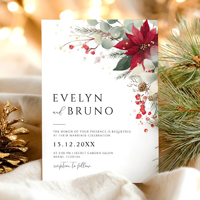 Elegant Christmas Floral Wedding Invitation (Creator Uploaded)