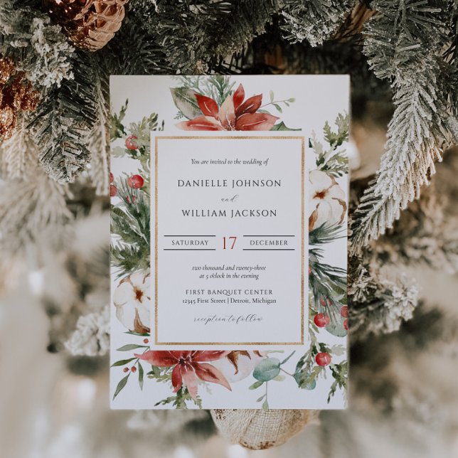 Elegant Christmas Floral Wedding Invitation (Creator Uploaded)