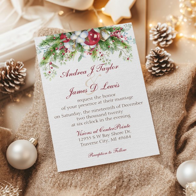 Elegant Christmas Floral Wedding Invitation (Creator Uploaded)