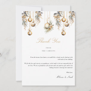 Elegant Christmas Floral Winter Thank you Card
