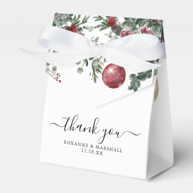 Elegant Christmas Floral Winter Wedding Favour Box (Front Side)