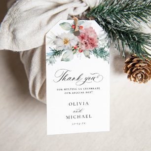 Elegant Christmas Floral Winter Wedding Favour Gift Tags