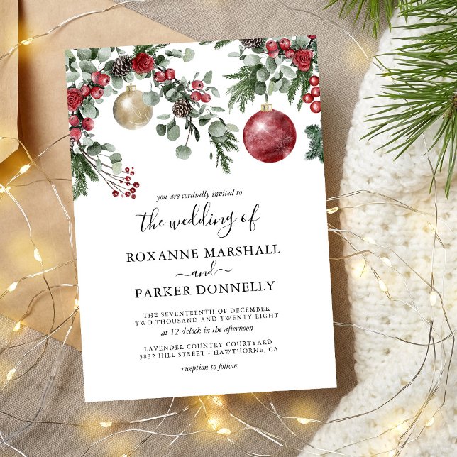 Elegant Christmas Floral Winter Wedding Invitation (Creator Uploaded)