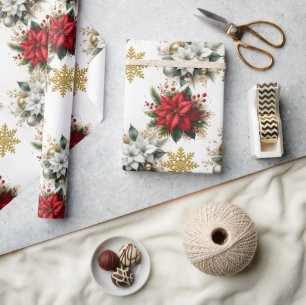 Elegant Christmas Floral  Wrapping Paper