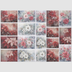 Elegant Christmas Florals Collage for Decoupage Tissue Paper