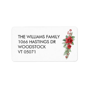 Elegant Christmas Flowers Return Address Label