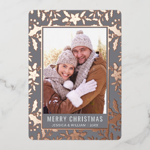 Elegant Christmas Foliage Photo Rose Gold