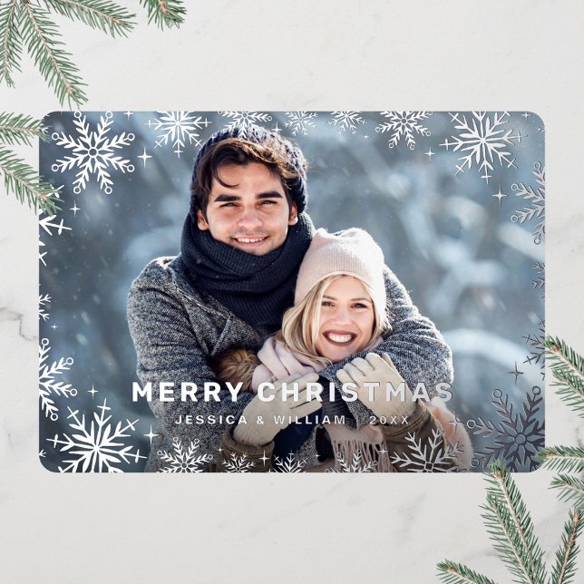 Elegant Christmas Foliage Photo Silver (Creator Uploaded)