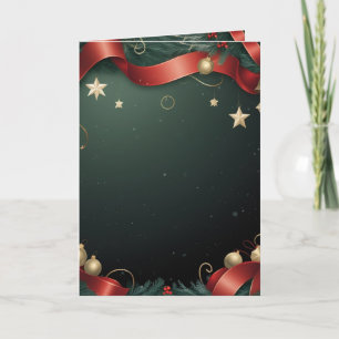 Elegant Christmas Frame Background with Gold Stars Card
