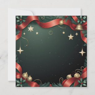 Elegant Christmas Frame Background with Gold Stars Card
