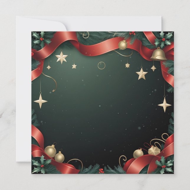Elegant Christmas Frame Background with Gold Stars Card (Front)