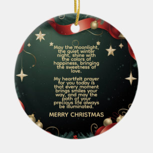 Elegant Christmas Frame Background with Gold Stars Ceramic Tree Decoration