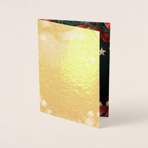 Elegant Christmas Frame Background with Gold Stars Foil Card