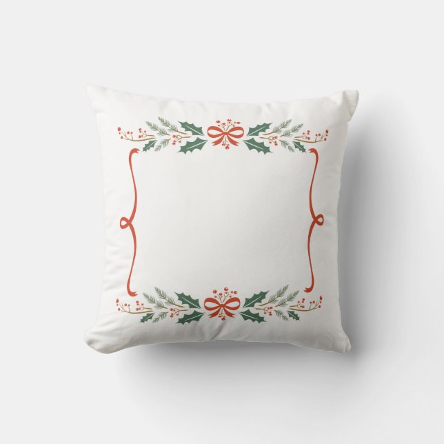 Elegant Christmas Frame - Custom Photo or Text Cushion (Front)