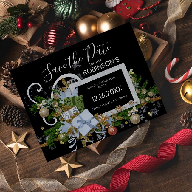 Elegant Christmas Frame Save The Date Postcard (Creator Uploaded)
