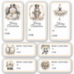 Elegant Christmas Gift Tags Nutcracker Gold<br><div class="desc">Elegant Christmas Gift Tags Nutcracker Gold Gift Tags Self Adhesive Stickers Labels features a variety of festive Christmas gift stickers with the text "Merry Christmas" in modern calligraphy script typography accented with watercolor images of a snowman, nutcracker, ballerina, deer, stockings, snow globe and Christmas bells in black and gold. Select...</div>