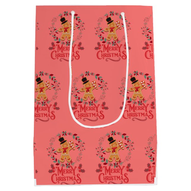     elegant christmas  gingerbread Wrapping Paper Medium Gift Bag (Back)