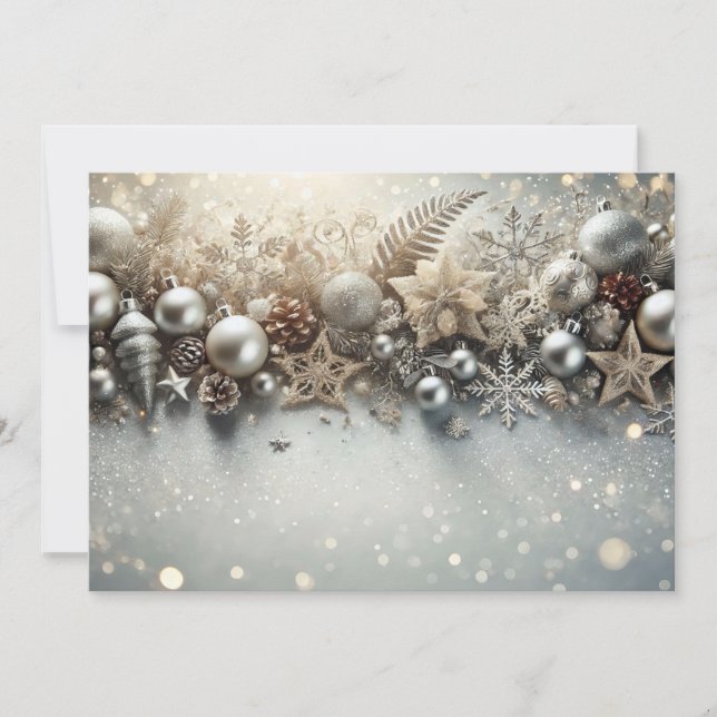 Elegant Christmas Glitter with Silver Highlights Holiday Card (Front)