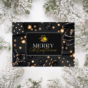 Elegant Christmas Gold & Black Holiday Card