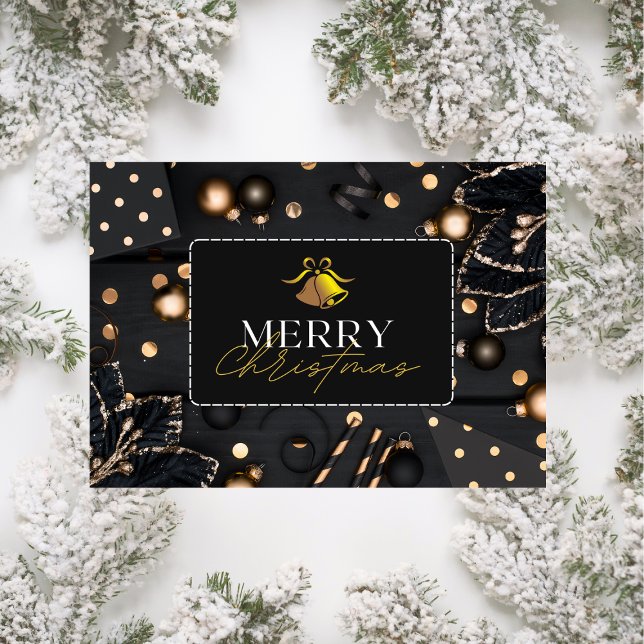 Elegant Christmas Gold & Black Holiday Card (Creator Uploaded)