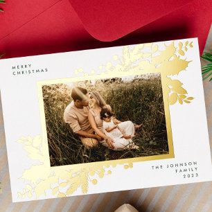 Elegant Christmas Gold Botanical Photo Frame