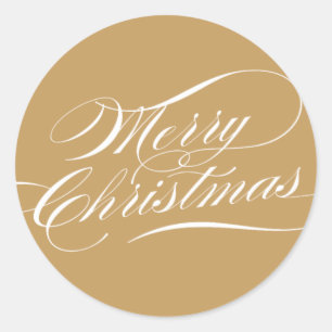 Elegant Christmas   Gold Classic Round Sticker