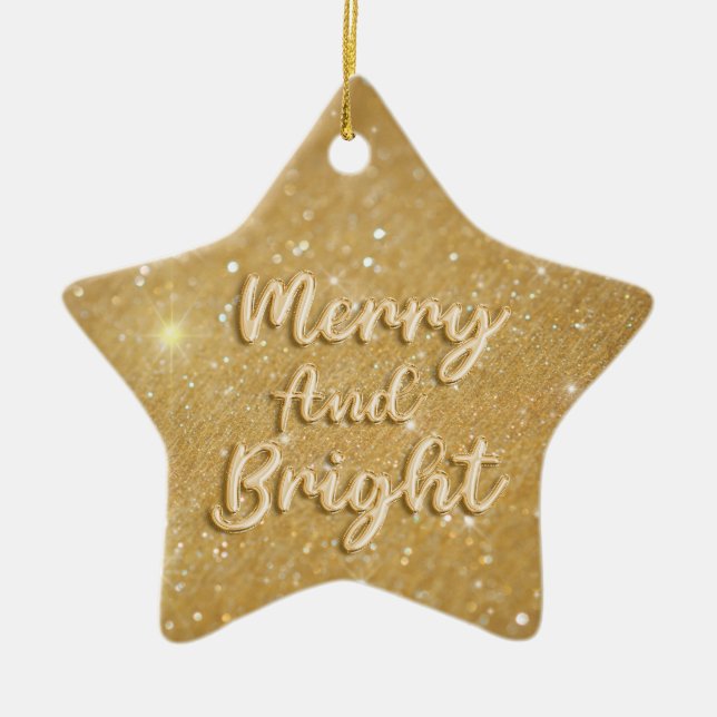Elegant Christmas gold glitter Ceramic Tree Decoration (Front)