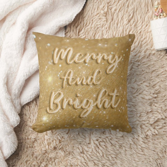 Elegant Christmas gold glitter Cushion (Blanket)