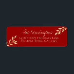 Elegant Christmas Gold Leaves on Winter Red<br><div class="desc">These Elegant Holiday Gold Leaves on Winter Red return address labels are the perfect addition to your Christmas cards this year. A stylish typography sets your family name off,  and the stunning,  modern,  gold foil style leaves frame the address. Designed to complement our Elegant Gold Leaves Holiday collection.</div>