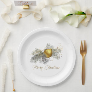 Elegant Christmas Gold Ornament Paper Plate