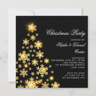 Elegant Christmas gold tree Invitation