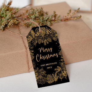 Elegant Christmas Gold Unique Merry Festive Gift Tags