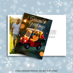 Elegant Christmas Golf Cart Ornament • Photo Holiday Card