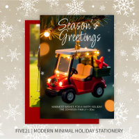 Elegant Christmas Golf Cart Ornament • Photo Red