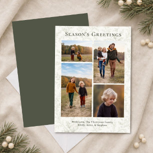 Elegant Christmas Green Foliage Photo Collage Holiday Card