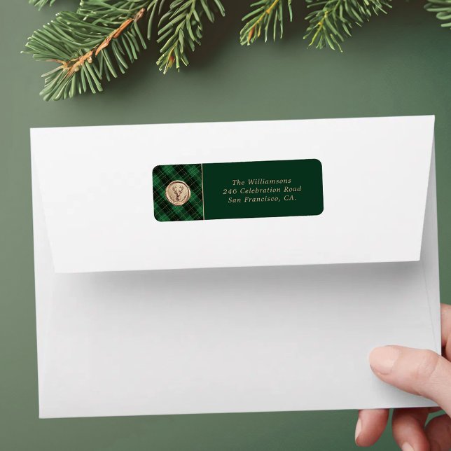 Elegant Christmas Green Plaid Return Address (Creator Uploaded)