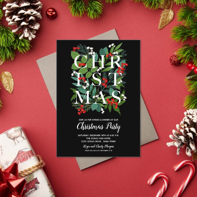 Elegant CHRISTMAS Greenery Acrylic Invitations (Insitu (Holiday))