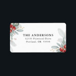 Elegant Christmas Greenery and Berries Return Label<br><div class="desc">An elegant Christmas return address label featuring elegant winter greenery and berries on a white background.</div>
