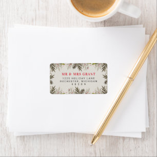 Elegant Christmas Greenery Border Return Address Label