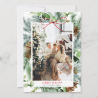 Elegant Christmas Greenery Christ is Born Photo