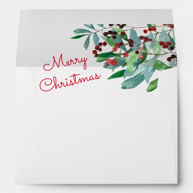Elegant Christmas Greenery Envelope (Back (Bottom))