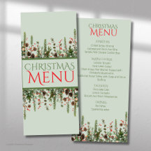 Elegant Christmas Greenery Holiday Flat Menu