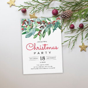 Elegant Christmas Greenery Holiday Party Invitation