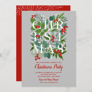 Elegant CHRISTMAS Greenery Party Invitations
