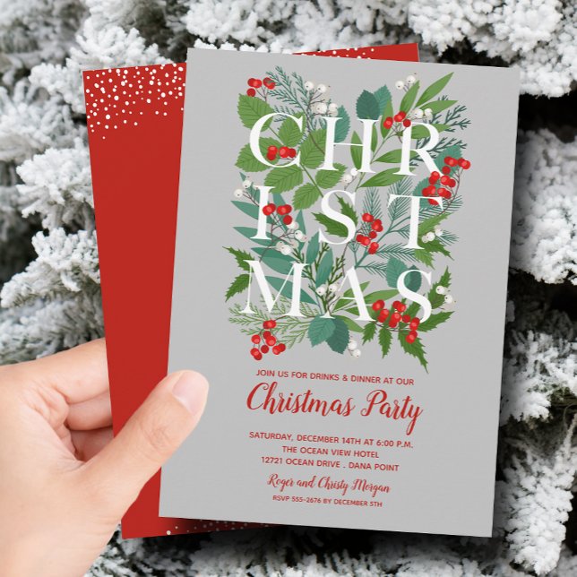 Elegant CHRISTMAS Greenery Party Invitations (Creator Uploaded)