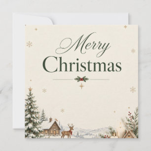 Elegant Christmas Greeting, Classic Cobalt Design Card