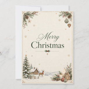 Elegant Christmas Greeting, Classic Cobalt Design Card