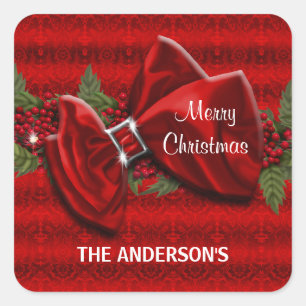 Elegant Christmas greeting PERSONALIZE Square Sticker